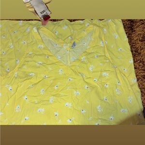 Yellow Floral V-Neck Top